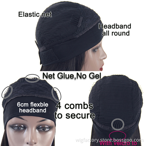 Factory wholesale afro curl headband wigs brazillian, big afro headband wig with bangs, 100 human hair headband wig with bangs